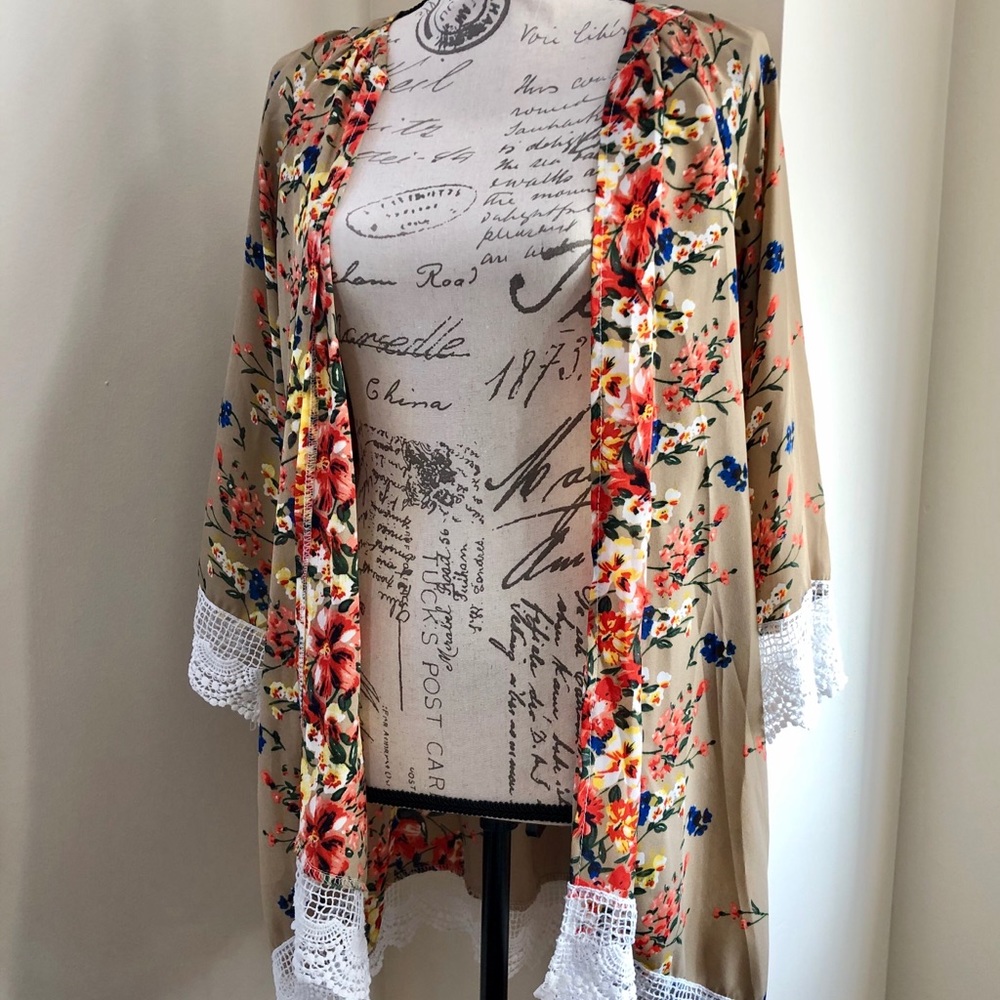 Tan Floral Shawl